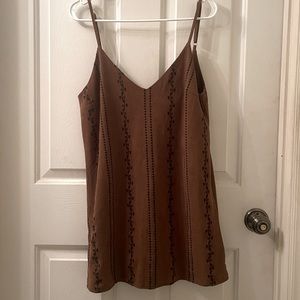 Suede embroidered dress